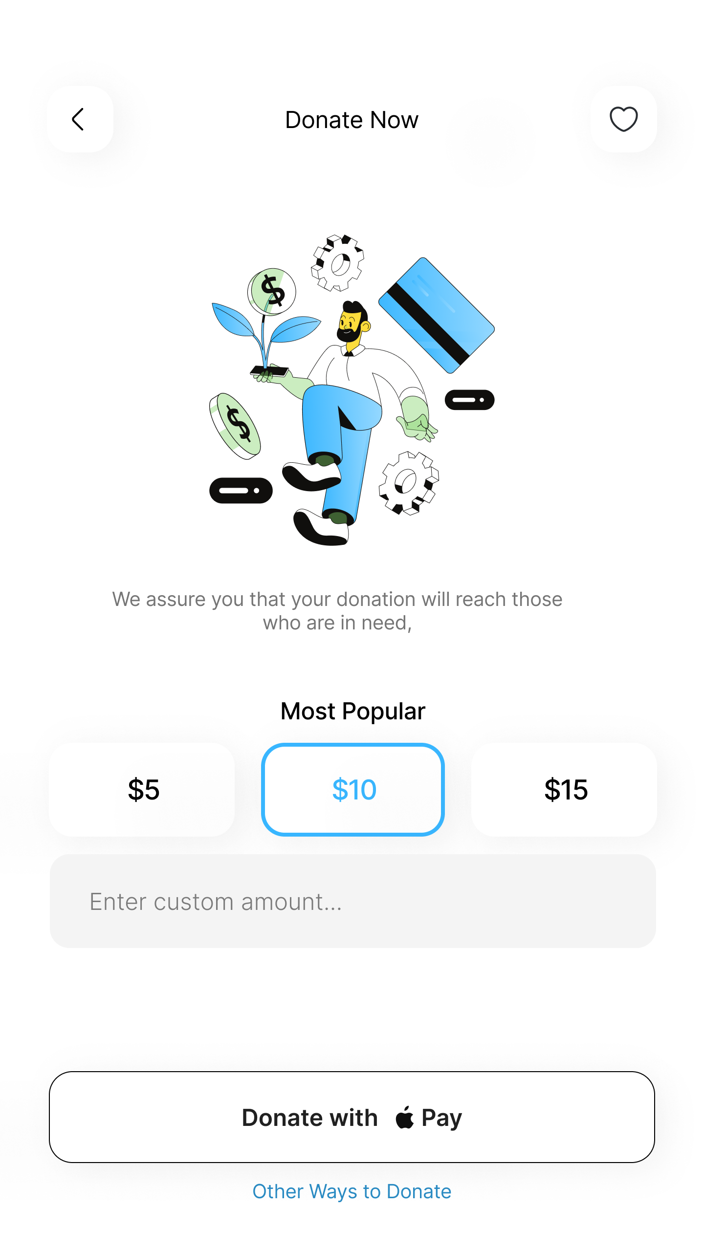 Charity payment previous flow screen 1